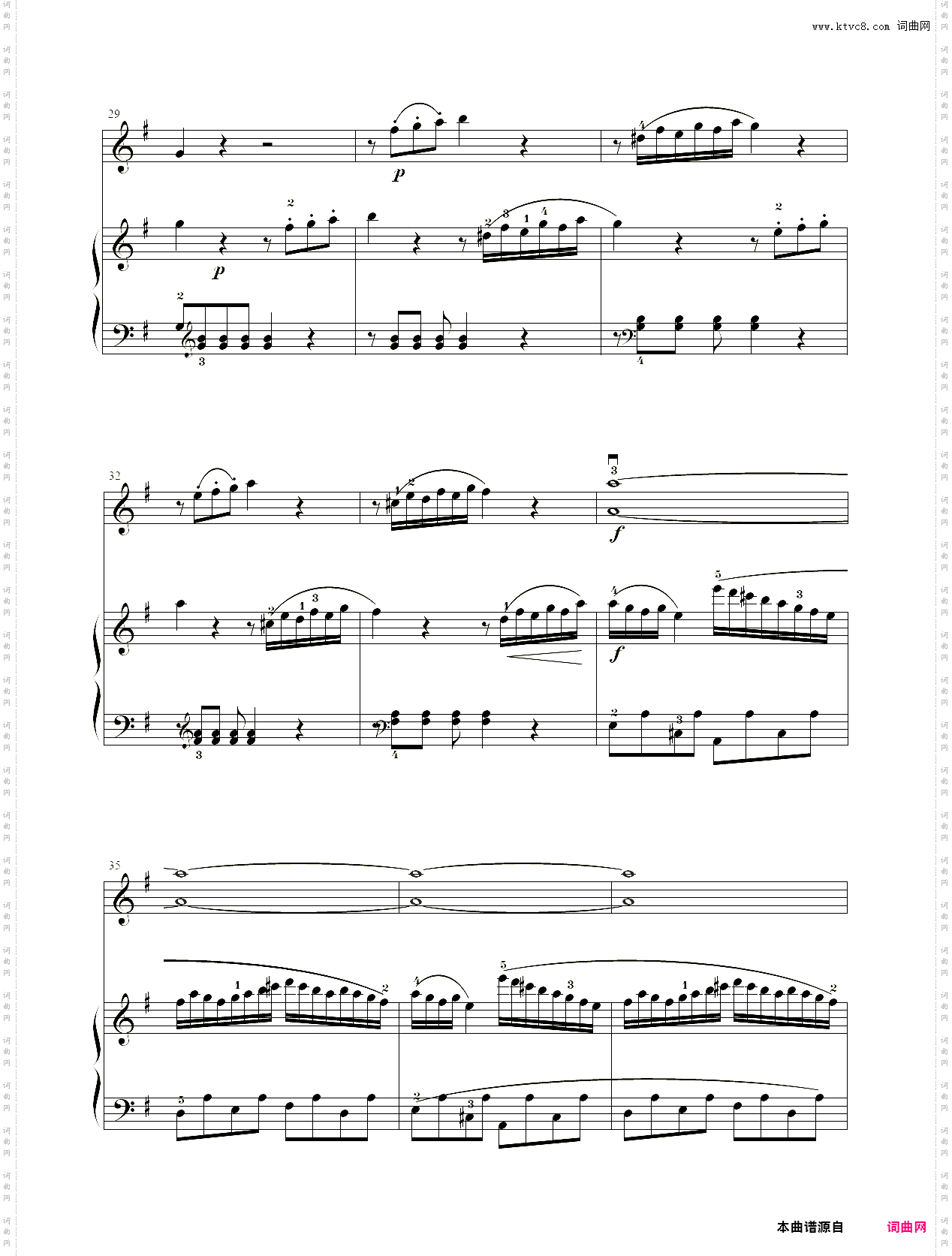 小提琴谱：G大调小提琴奏鸣曲小提琴+钢琴二重奏