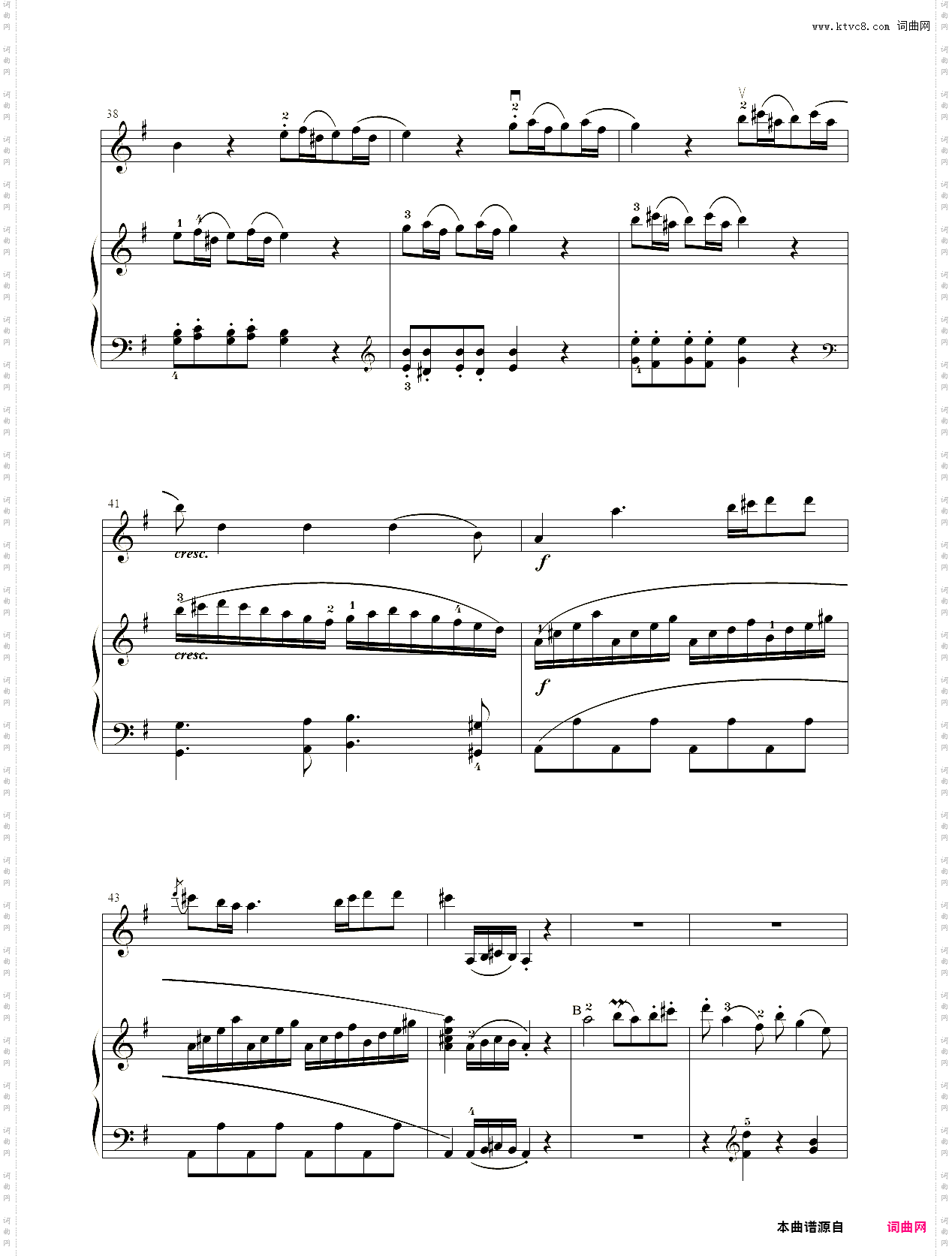 小提琴谱：G大调小提琴奏鸣曲小提琴+钢琴二重奏