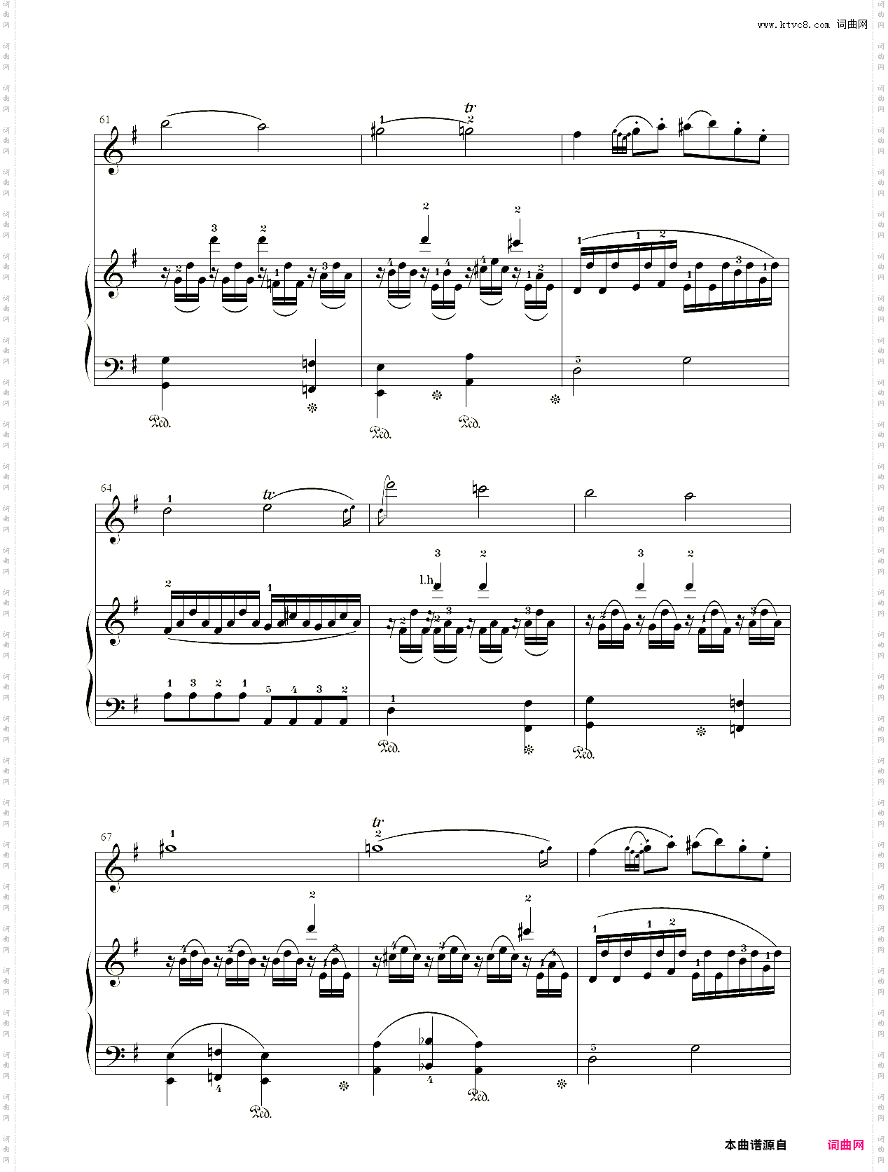 小提琴谱：G大调小提琴奏鸣曲小提琴+钢琴二重奏