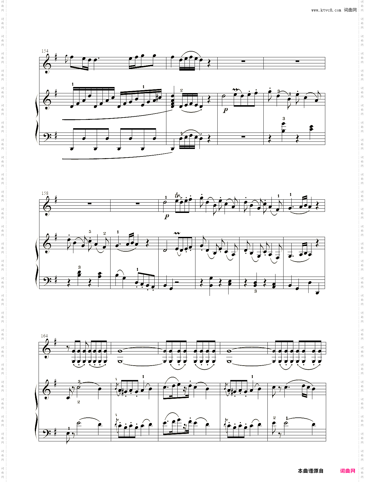 小提琴谱：G大调小提琴奏鸣曲小提琴+钢琴二重奏