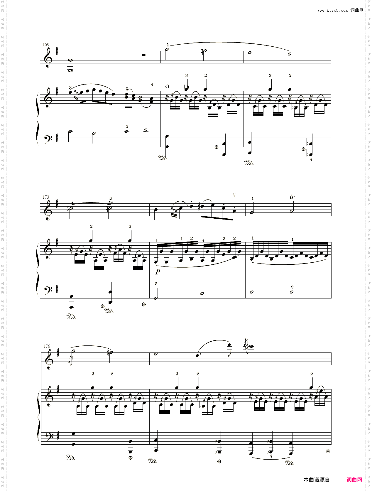 小提琴谱：G大调小提琴奏鸣曲小提琴+钢琴二重奏