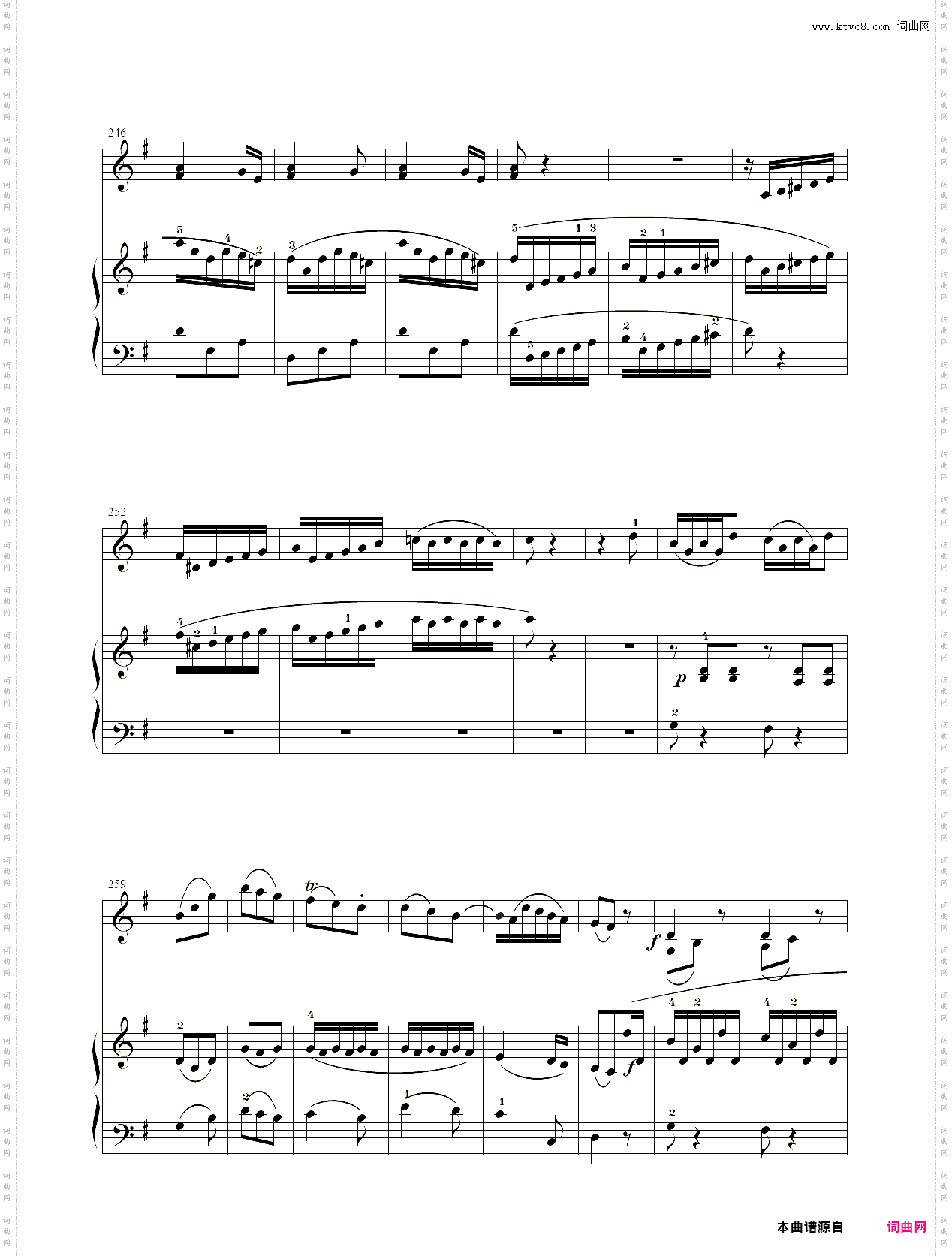 小提琴谱：G大调小提琴奏鸣曲小提琴+钢琴二重奏