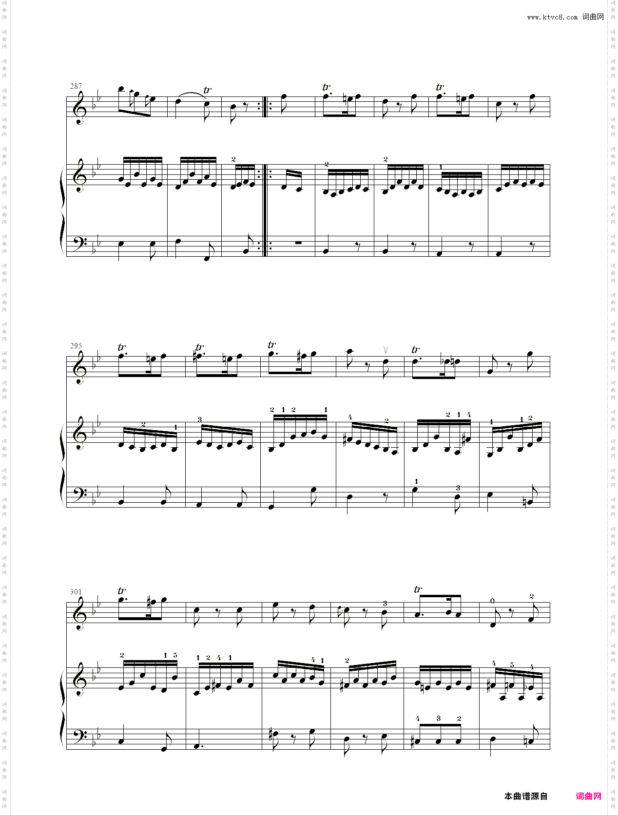 小提琴谱：G大调小提琴奏鸣曲小提琴+钢琴二重奏