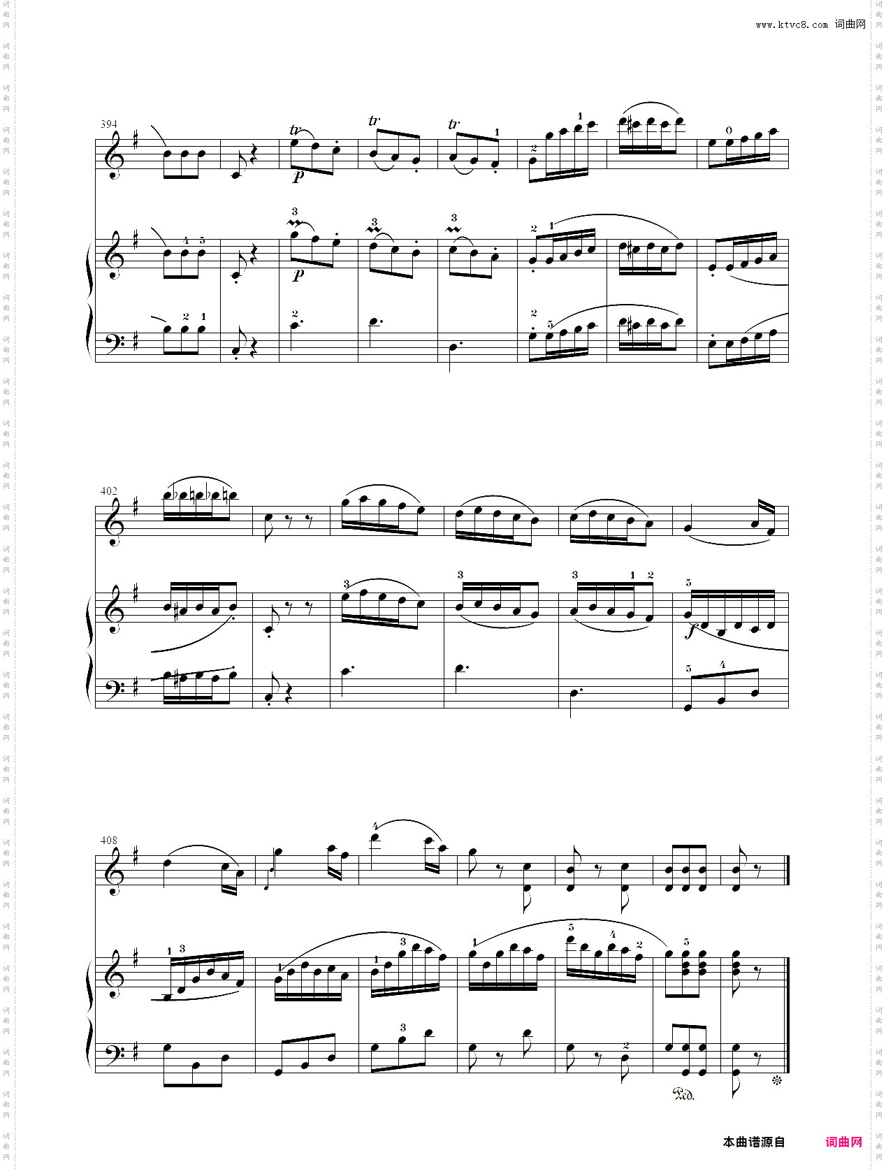 小提琴谱：G大调小提琴奏鸣曲小提琴+钢琴二重奏