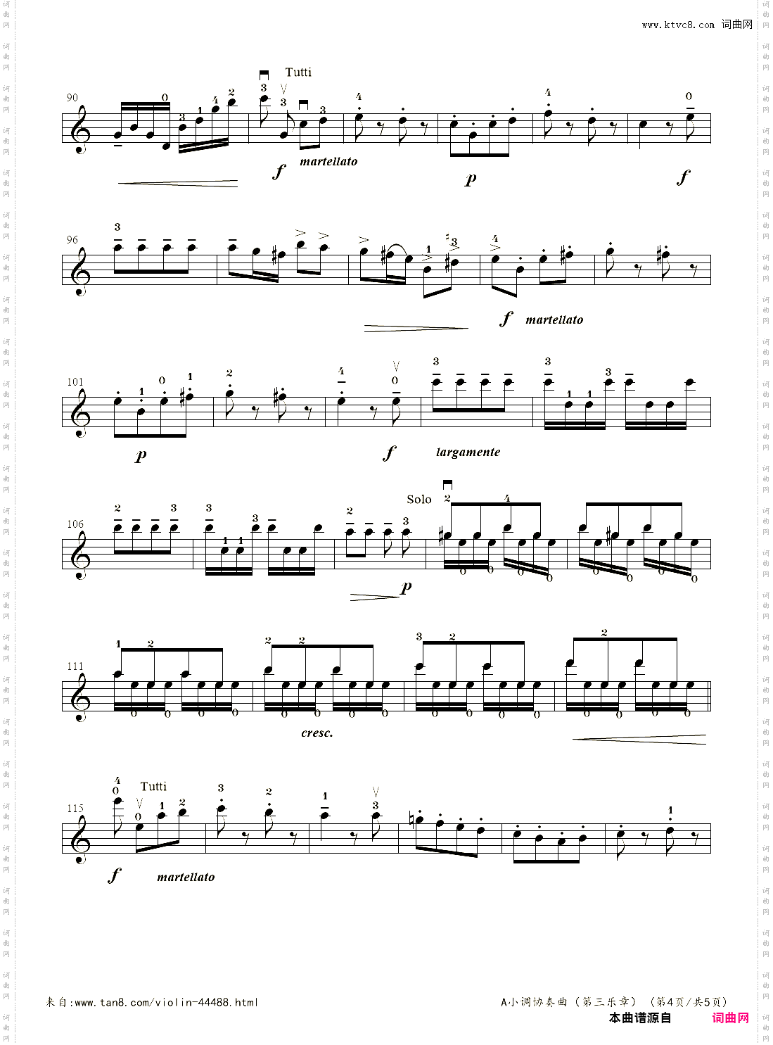 小提琴谱:4-9、A小调协奏曲第三乐章