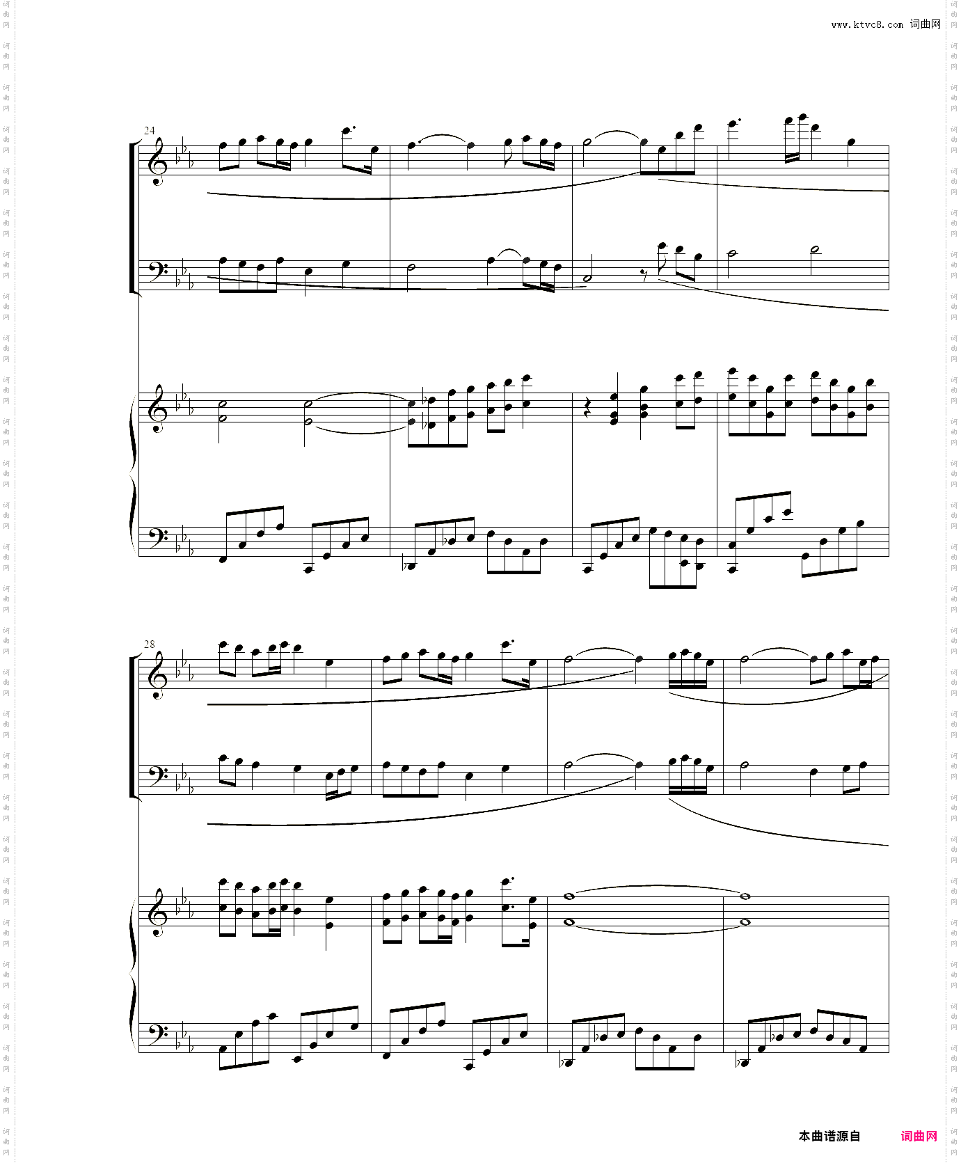 小提琴谱:C小调柔版小提琴+大提琴+钢琴三重奏