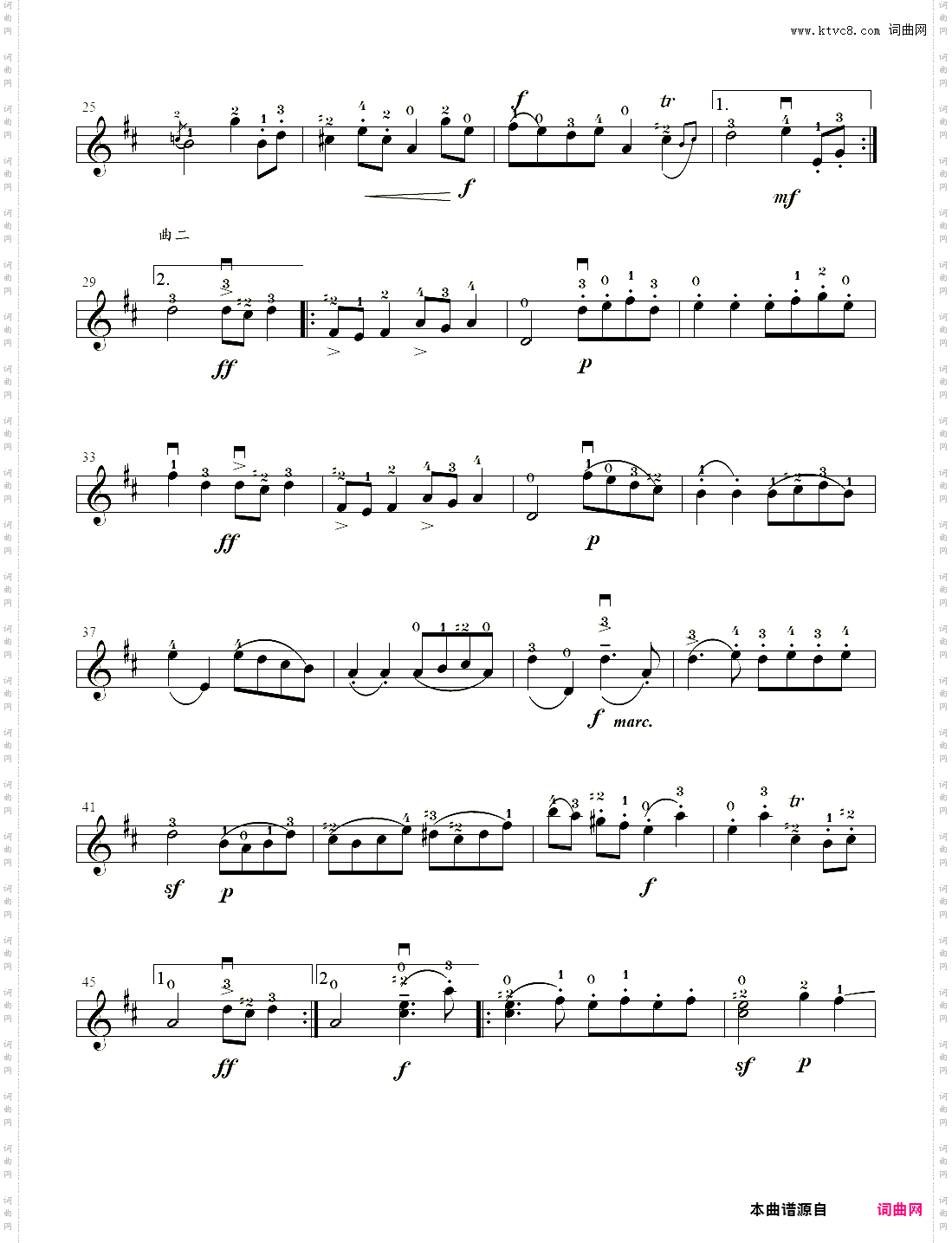 D大调加沃特舞曲_小提琴谱