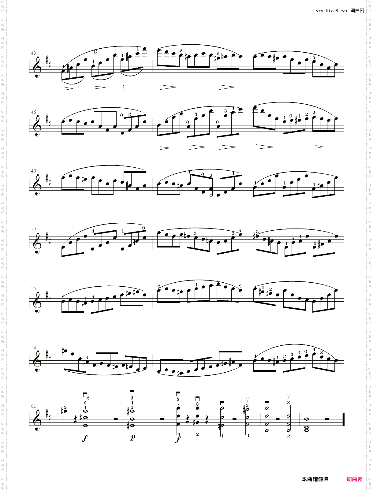 《开塞小提琴练习曲36首》作品20号 No·36_小提琴谱