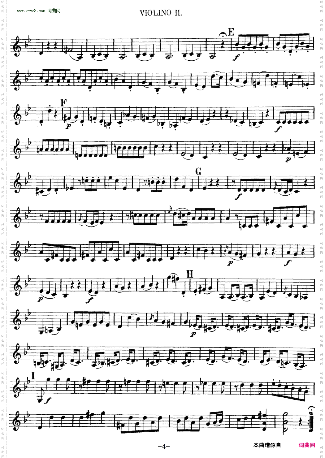 Mozart《Quartet No·6 in Bb Major,K·159》_Violin 2分谱
