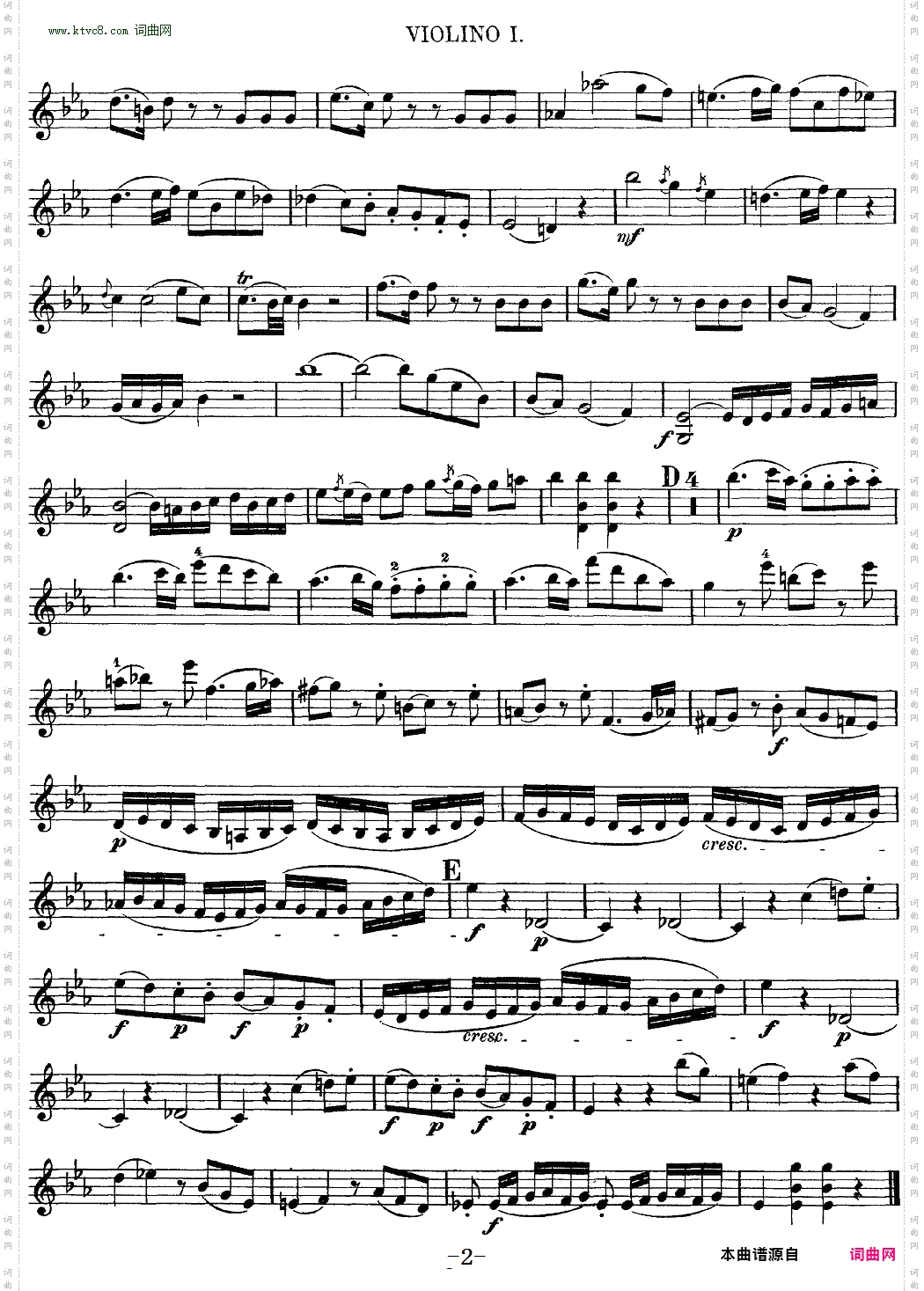 Mozart《Quartet No·7 in Eb Major,K·160》_Violin 1分谱