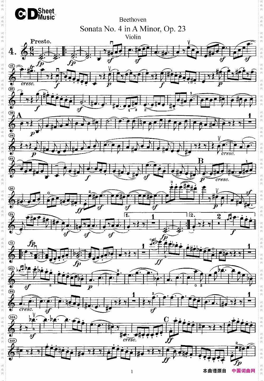 ViolinSonataNo·4inAMino-rOp·23