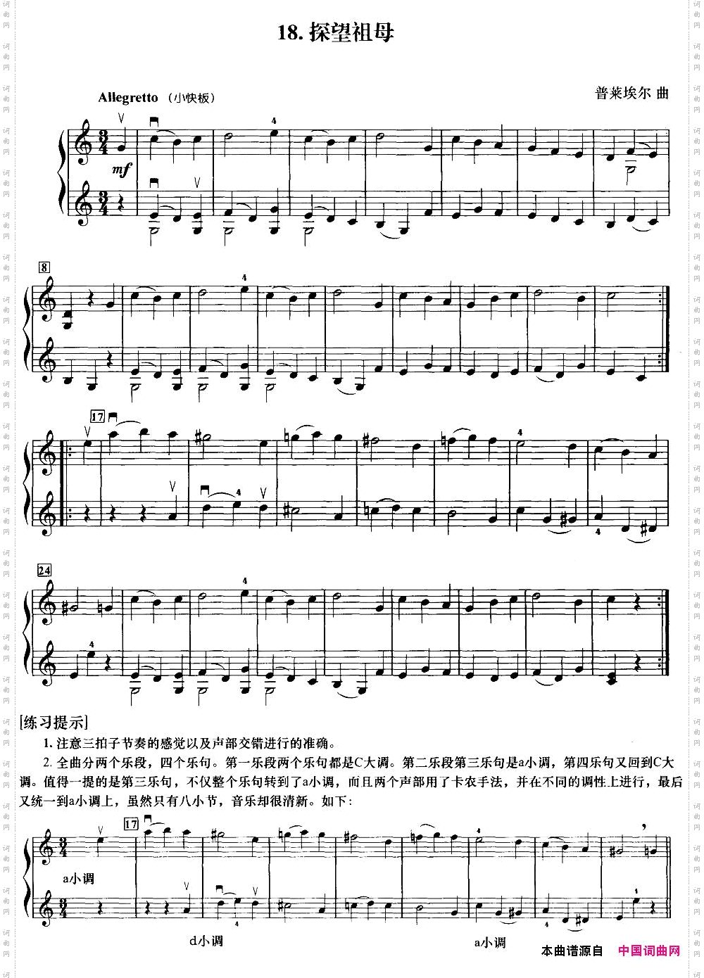 初级小提琴二重奏：探望祖母