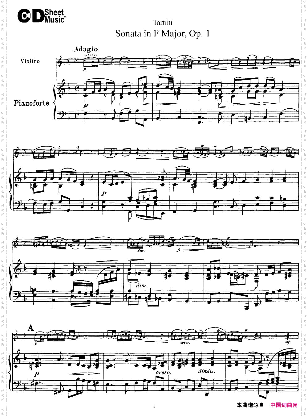 ViolinSonatainFMajorOp.1小提琴+钢琴伴奏_Violin Sonata in F Major Op.1小提琴+钢琴伴奏