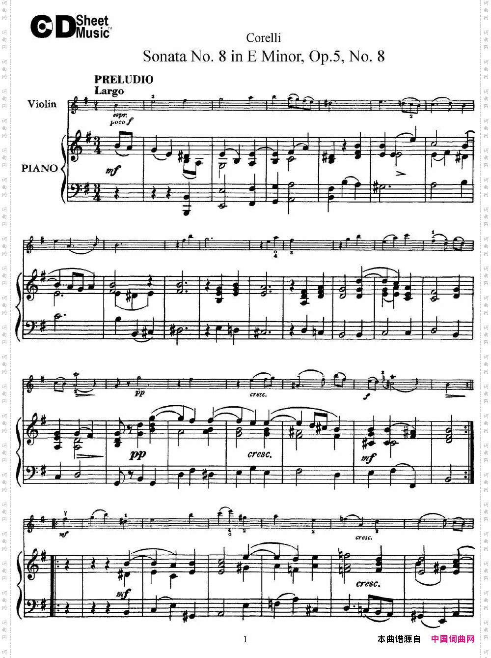 SonataNo·8inEMinorOp·5No·8小提琴+钢琴伴奏_Sonata No·8 in E Minor Op·5 No·8小提琴+钢琴伴奏