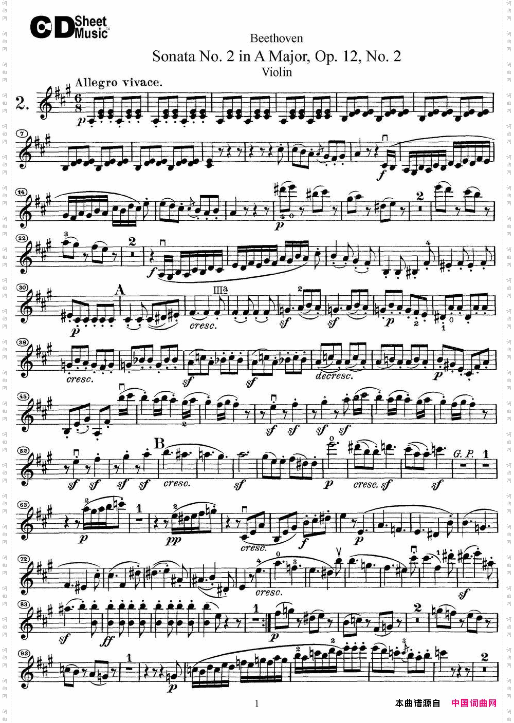 ViolinSonataNo·2inAMajo-rOp·12No·2
