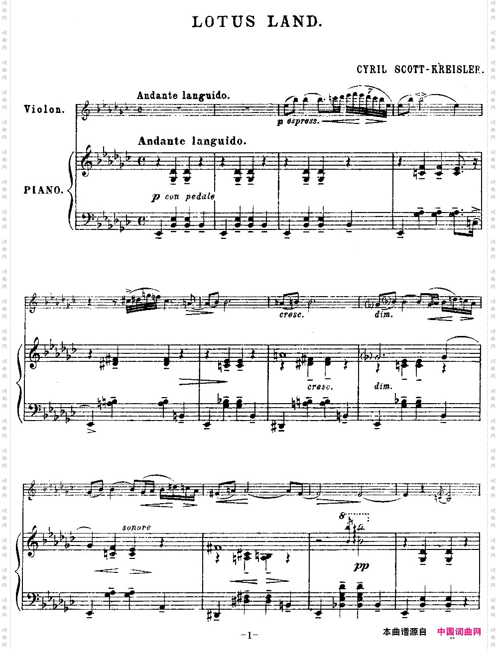 LOTUSLAND莲花土地、小提琴+钢琴伴奏_LOTUS LAND莲花土地、小提琴+钢琴伴奏