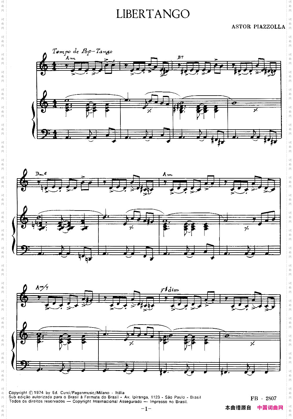 LIBERTANGO自由探戈、小提琴+钢琴伴奏