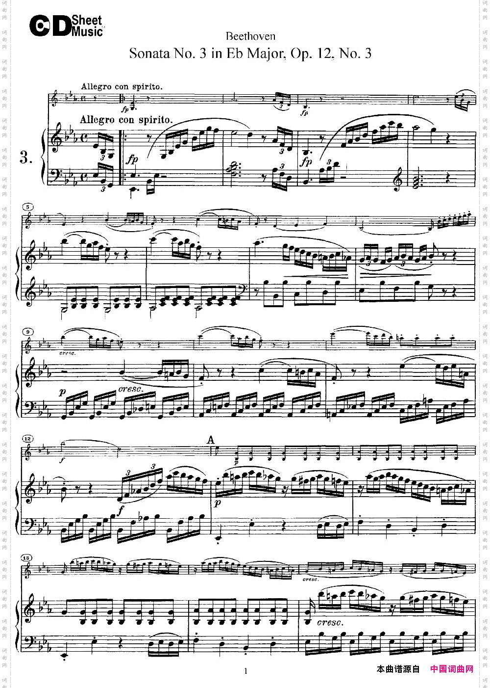 ViolinSonataNo.3inEbMajorOp.12No.3小提琴+钢琴伴奏_Violin Sonata No.3 in Eb Major Op.12 No.3小提琴+钢琴伴奏