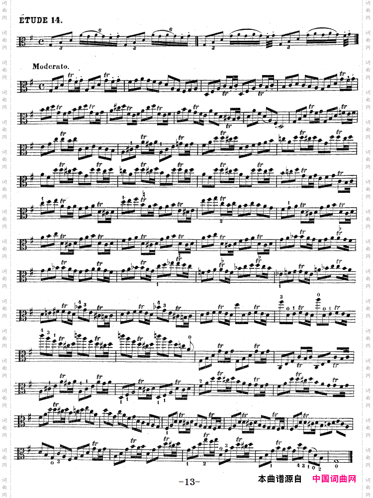 克莱采尔《中提琴练习曲40首》ETUDE14-16_克莱采尔《中提琴练习曲40首》ETUDE 14-16