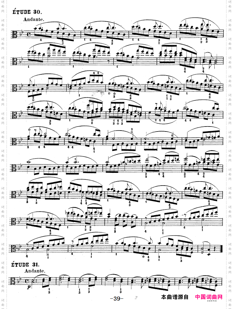 克莱采尔《中提琴练习曲40首》ETUDE30-32_克莱采尔《中提琴练习曲40首》ETUDE 30-32