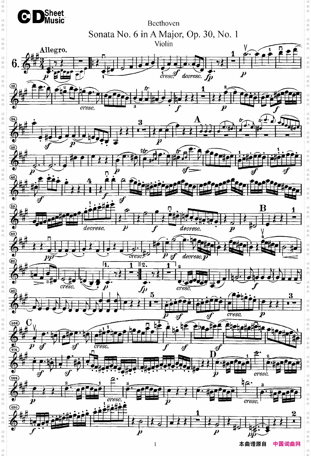 ViolinSonataNo.6inAMajorOp.30No.1