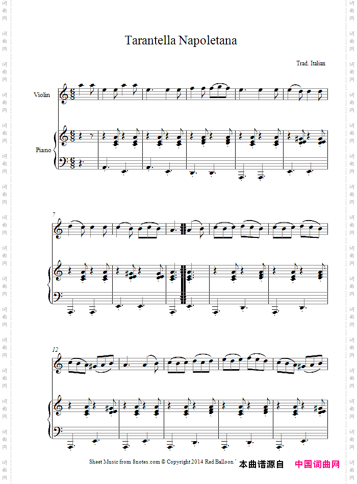 TarantellaNapoletana小提琴+钢琴伴奏_Tarantella Napoletana小提琴+钢琴伴奏