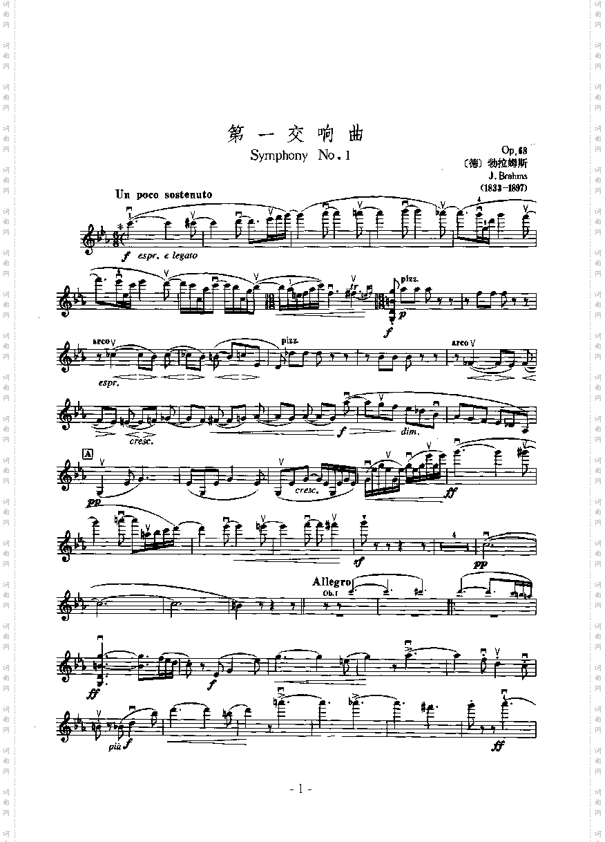 第一交响曲—独奏弦乐类小提琴