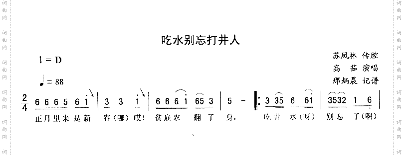 吃水别忘打井人－二人转简谱