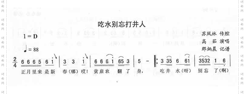 吃水别忘打井人－二人转简谱