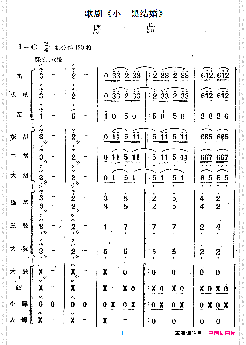 歌剧《小二黑结婚》序曲_民乐合奏总谱