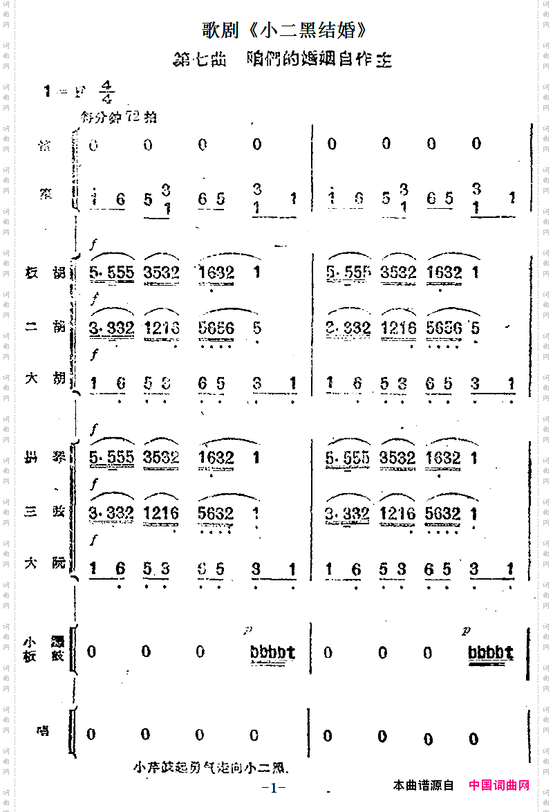 咱们的婚姻自作主_歌剧《小二黑结婚》第七曲民乐合奏总谱