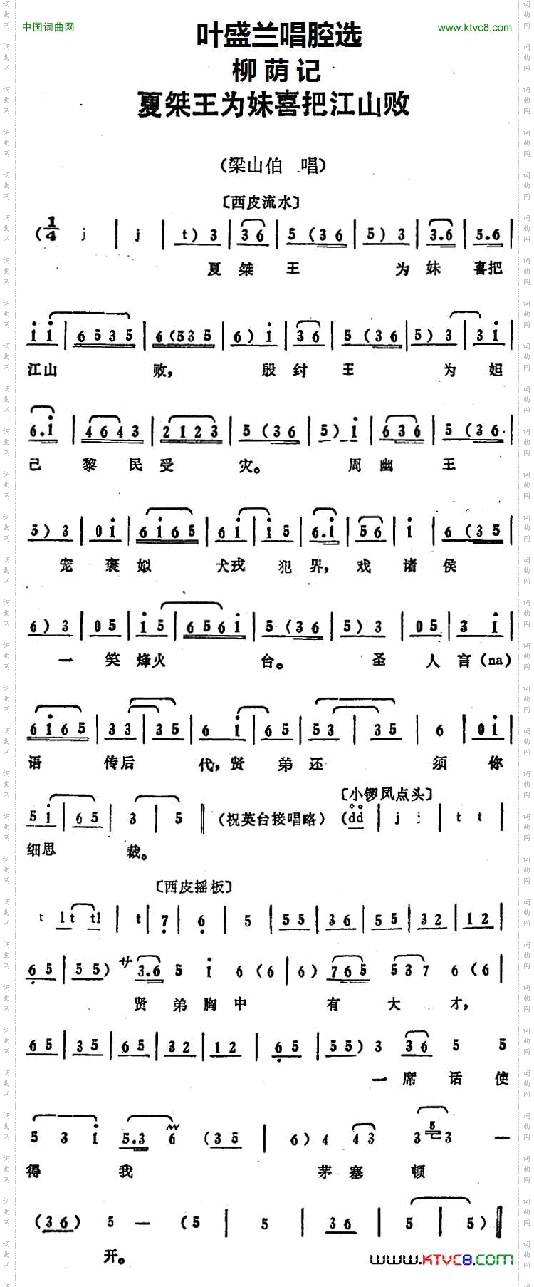 叶盛兰唱腔选：夏桀王为妹喜把江山败《柳荫记》梁山伯唱段