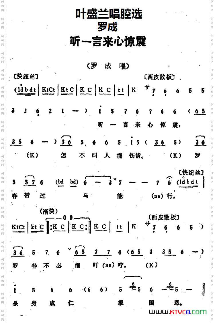 叶盛兰唱腔选：听一言来心惊震《罗成》罗成唱段