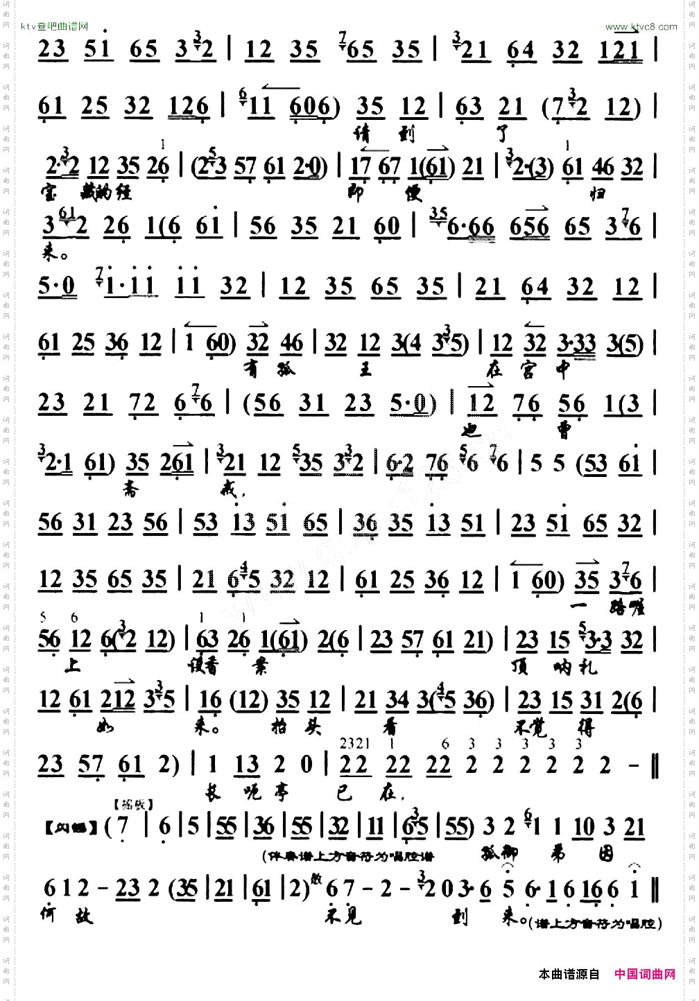 孤离了龙凤阁来到郊外《沙桥践别》选段、琴谱