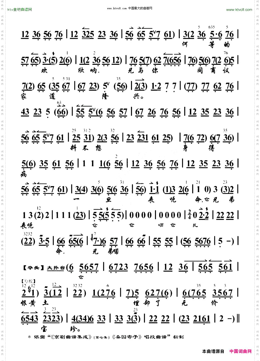 见坟台不由人珠泪滚滚《桑园寄子》选段、琴谱余派演唱版