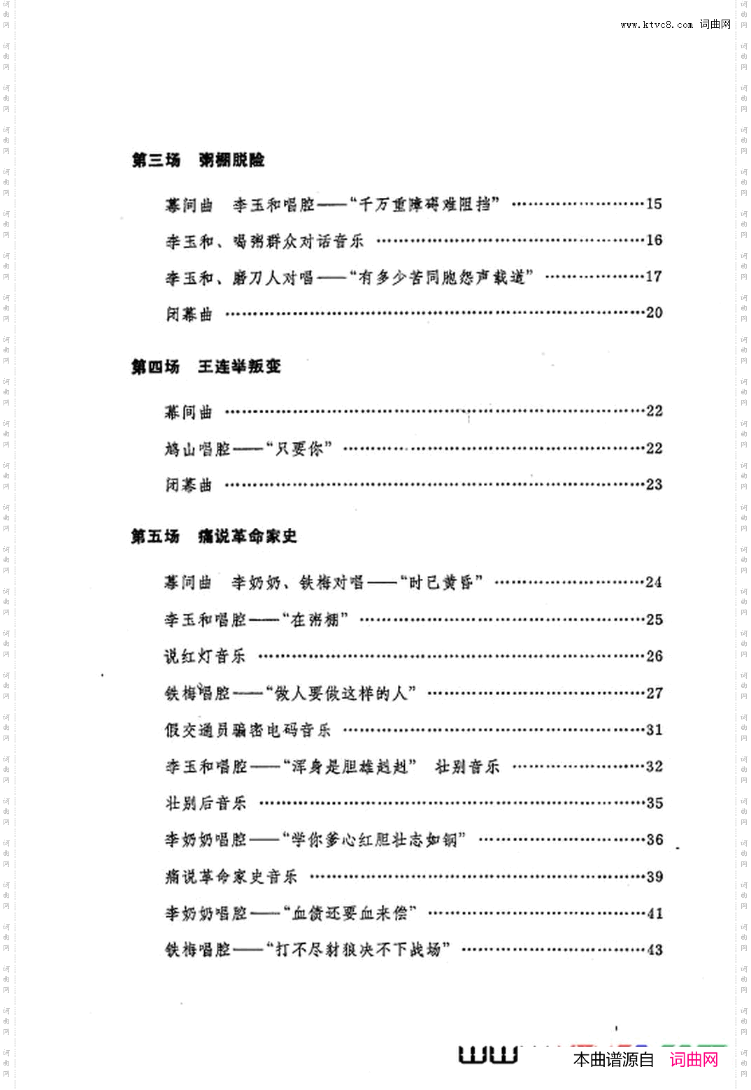 革命现代京剧红灯记主旋律乐谱000-050
