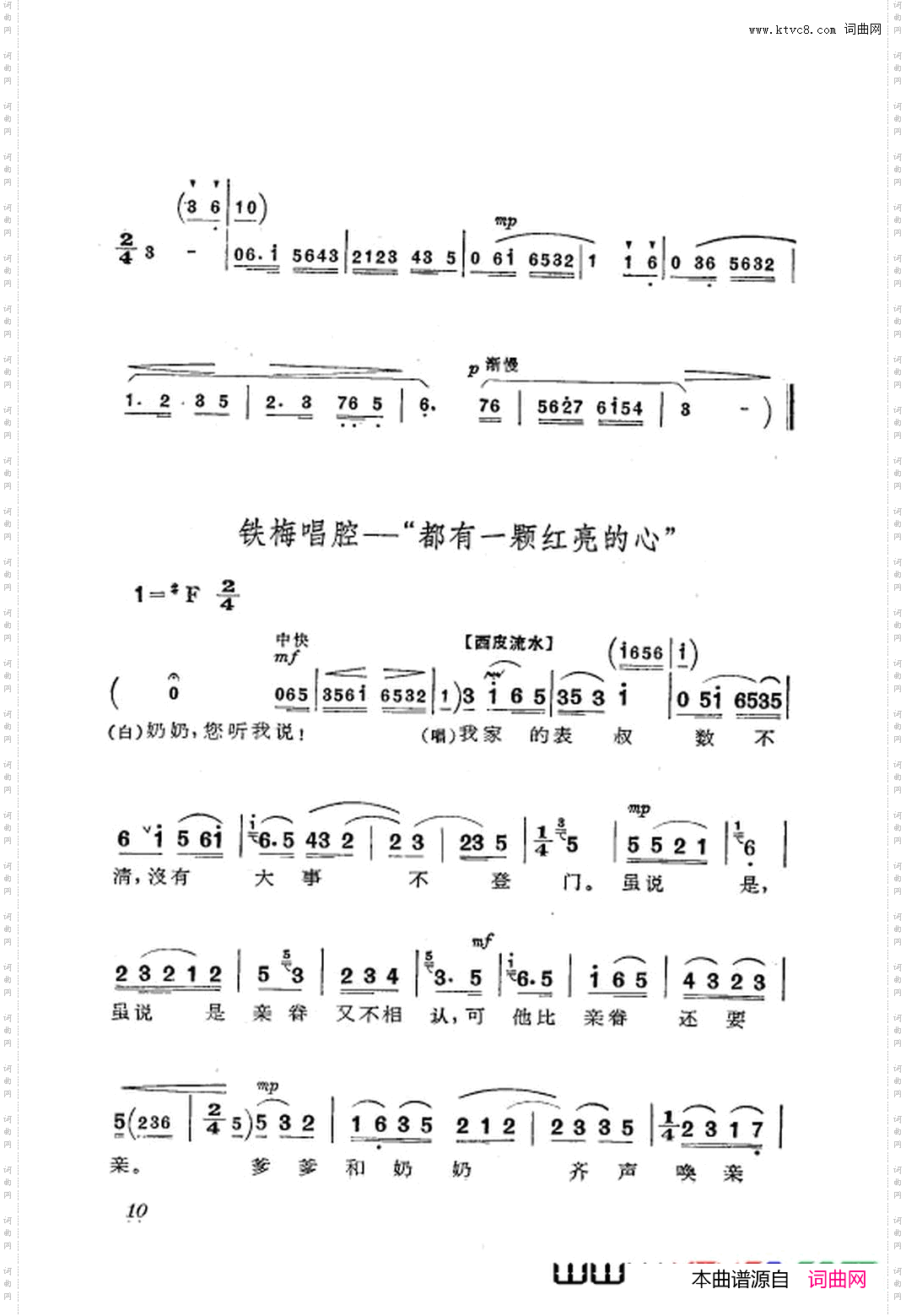 革命现代京剧红灯记主旋律乐谱000-050
