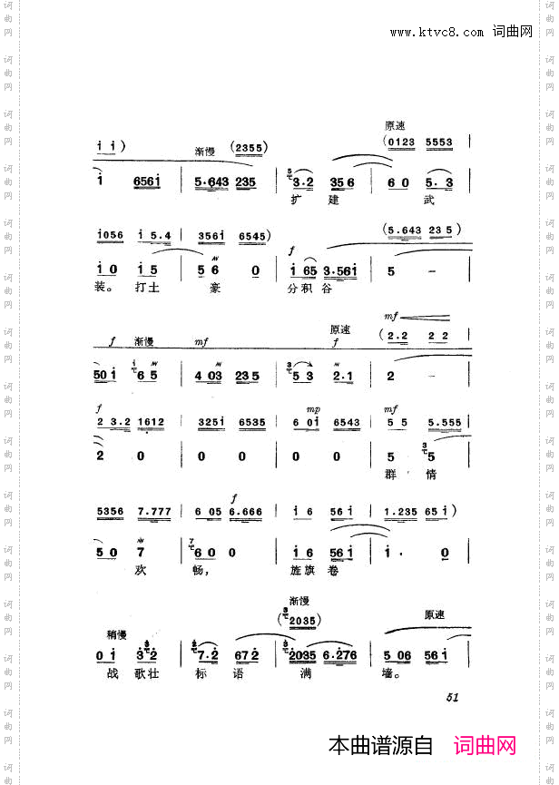 革命现代京剧杜鹃山主旋律乐谱051-100