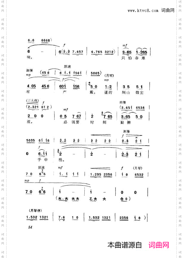 革命现代京剧杜鹃山主旋律乐谱051-100