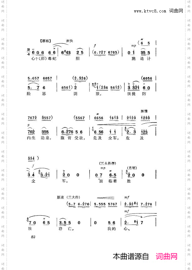 革命现代京剧杜鹃山主旋律乐谱051-100