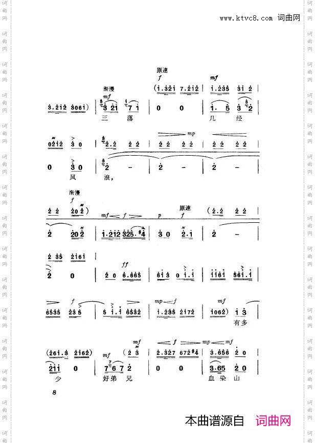 革命现代京剧杜鹃山主旋律乐谱000-050