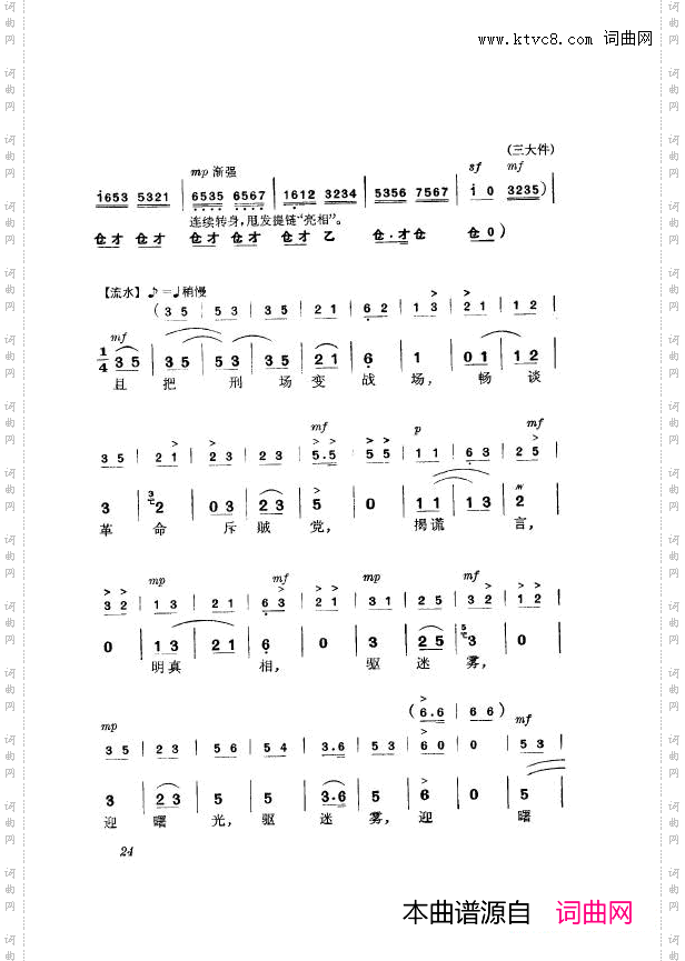 革命现代京剧杜鹃山主旋律乐谱000-050