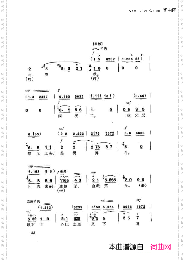 革命现代京剧杜鹃山主旋律乐谱000-050