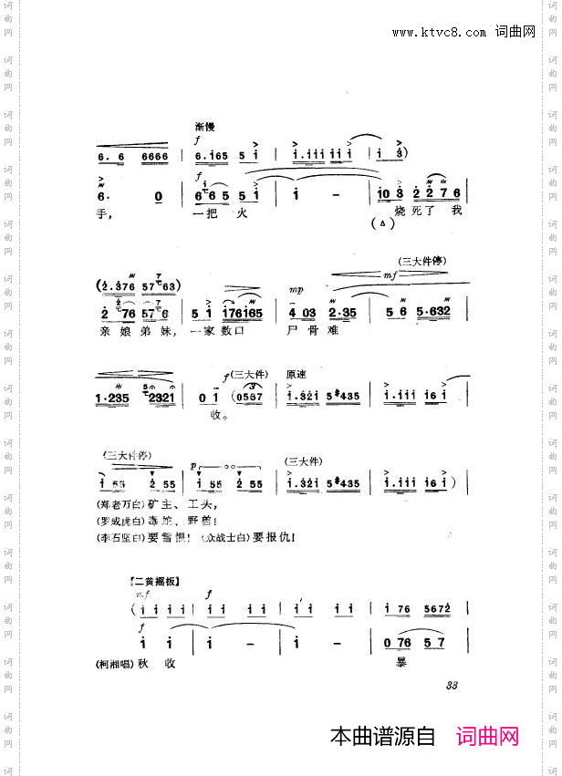 革命现代京剧杜鹃山主旋律乐谱000-050