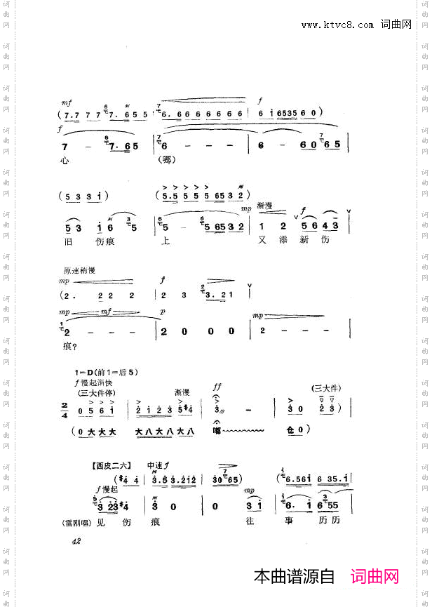 革命现代京剧杜鹃山主旋律乐谱000-050