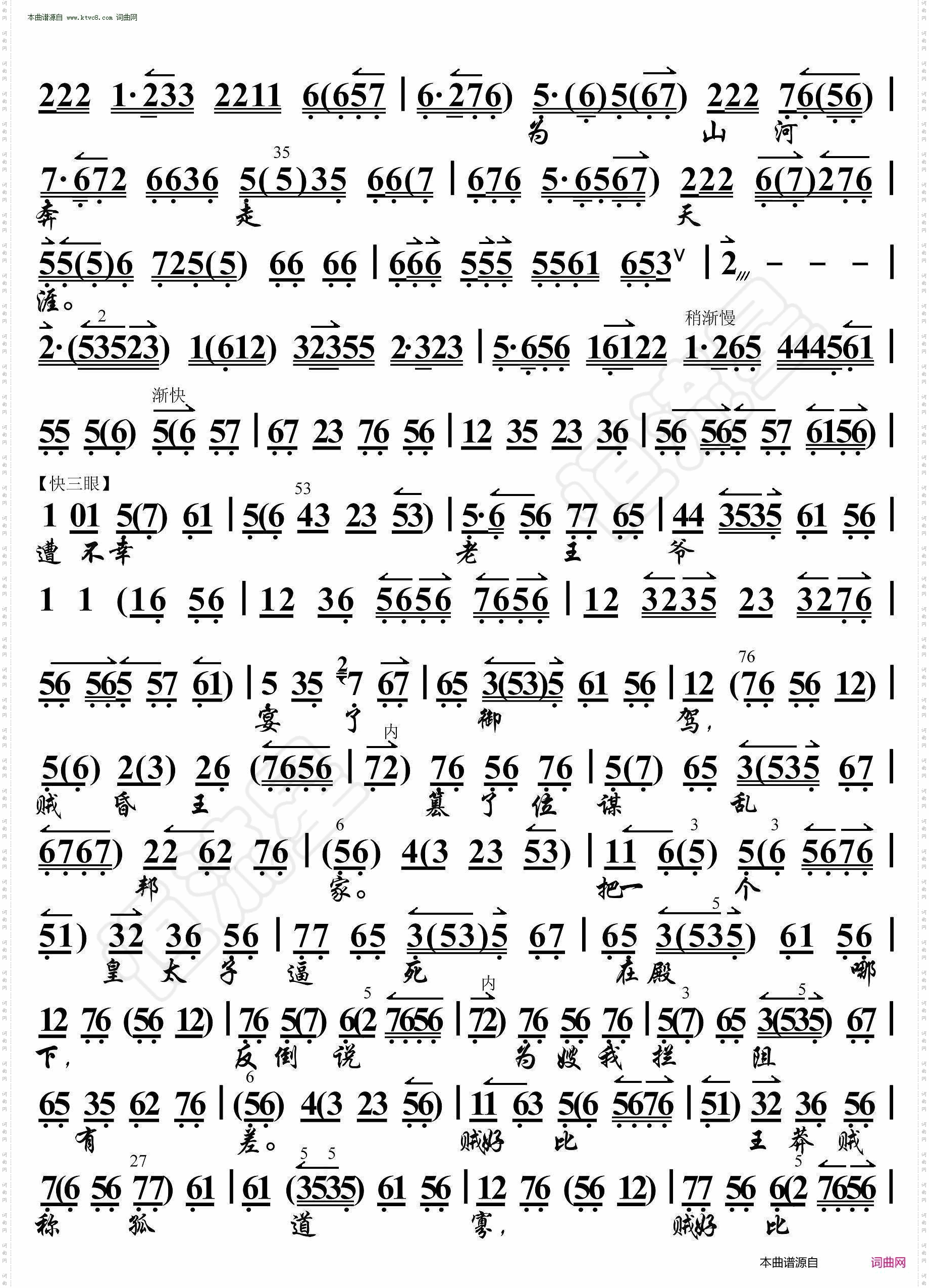 贺后骂殿·有贺后在金殿一声高骂_京胡伴奏谱