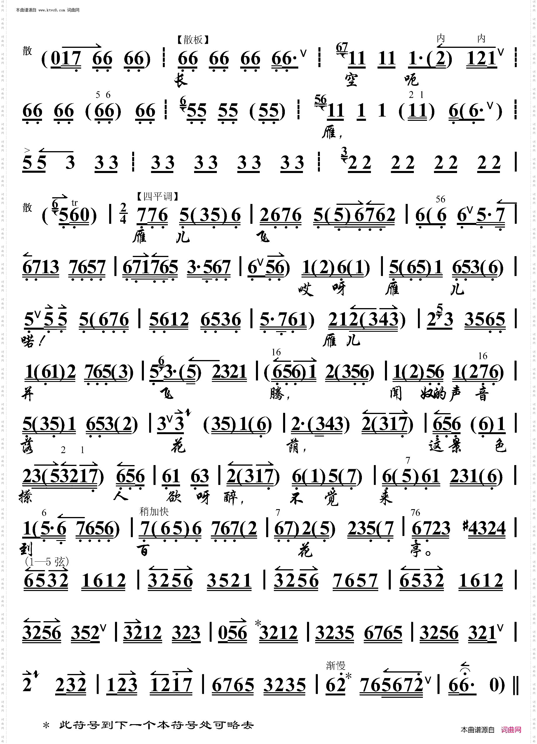 贵妃醉酒·海岛冰轮初转腾_京胡伴奏谱