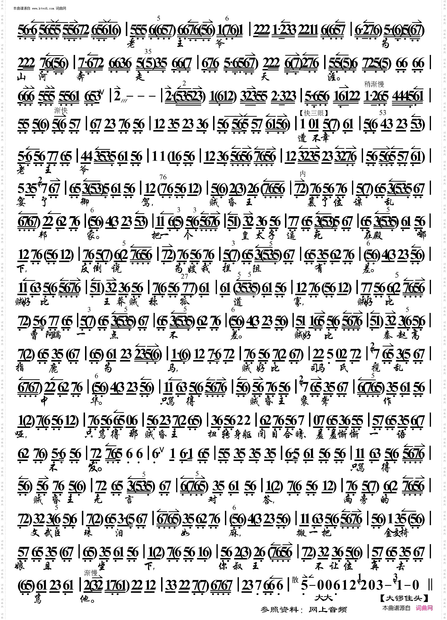 贺后骂殿·有贺后在金殿一声高骂_ 京胡伴奏谱