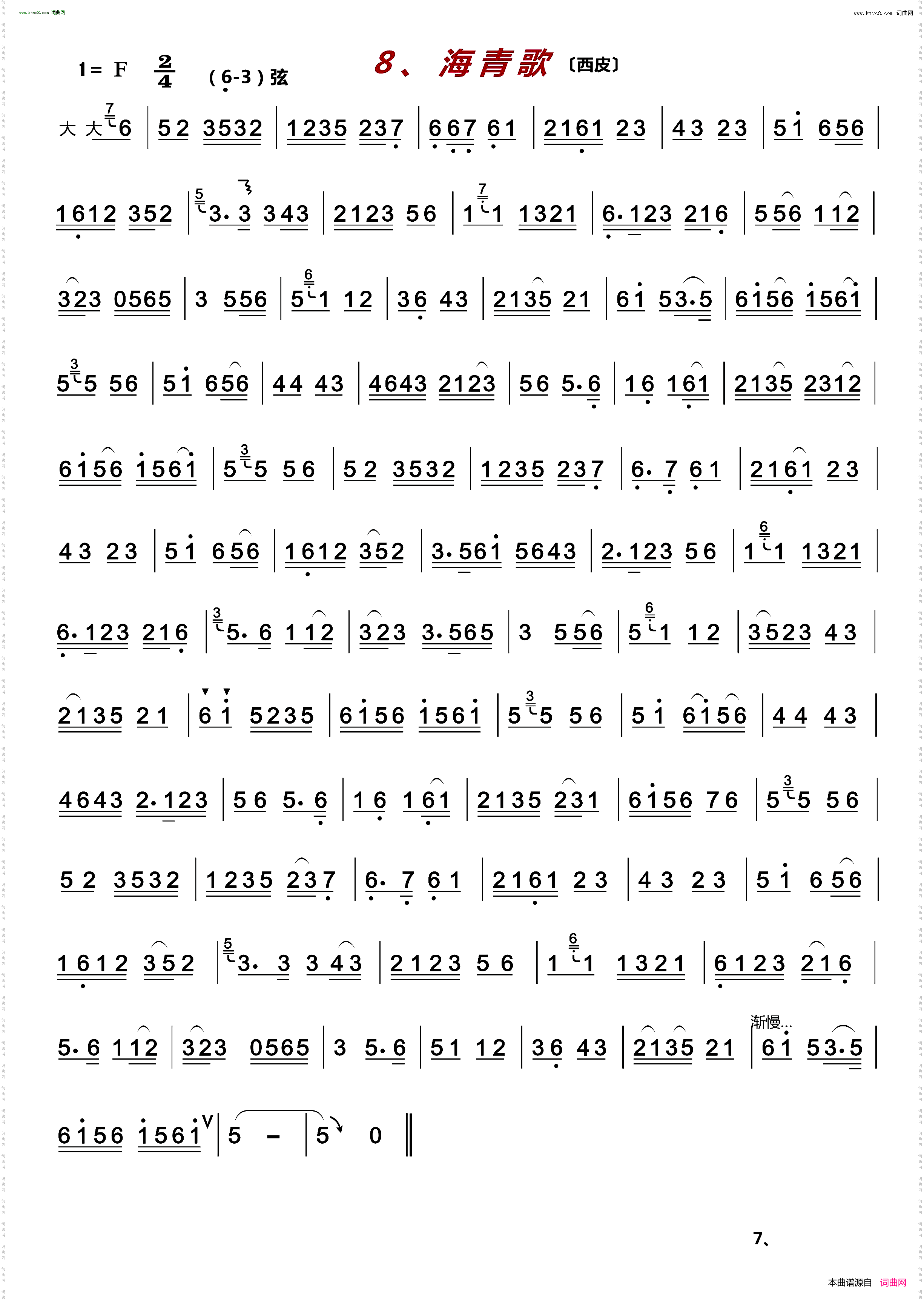 京剧伴奏曲牌13首
