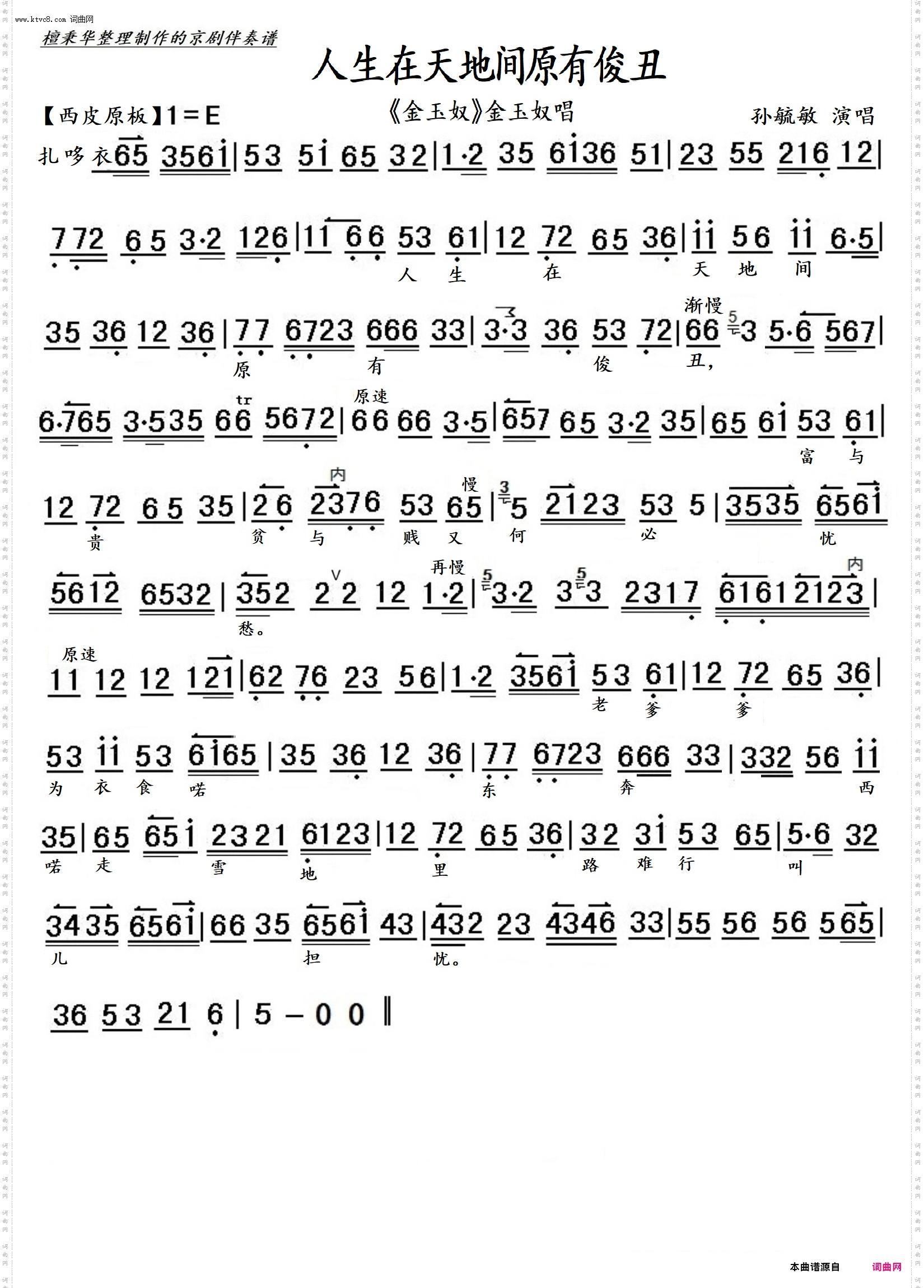 人生在天地间原有俊丑_京剧《金玉奴》金玉奴唱